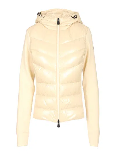 MONCLER PADDED CARDIGAN WITH HOOD COATS WHITE