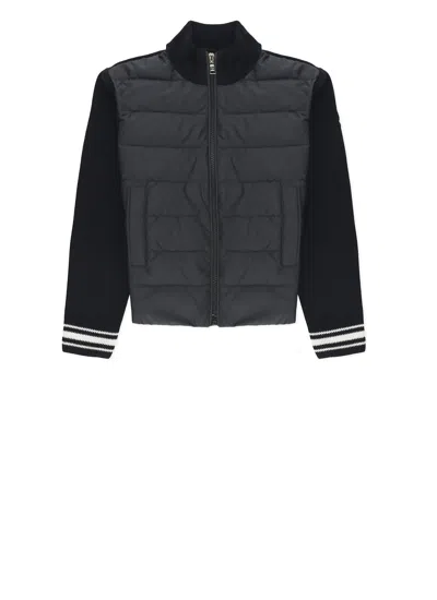 Moncler Kids' Padded Cardigan With Logo In Black