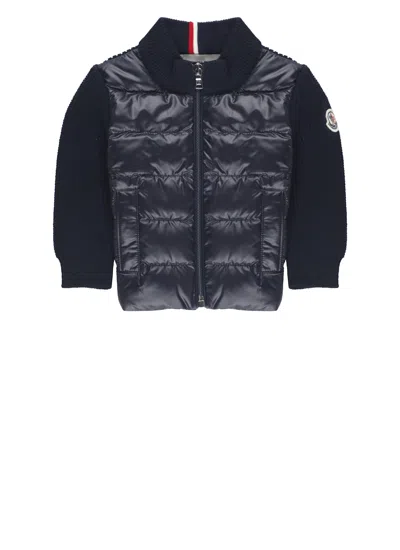 Moncler Babies' Padded Cardigan With Logo In Black