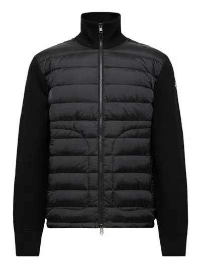 Moncler Padded Cardigan With Zip In Black
