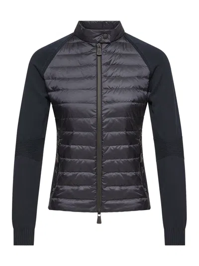 Moncler Padded Cardigan With Zip In Blue