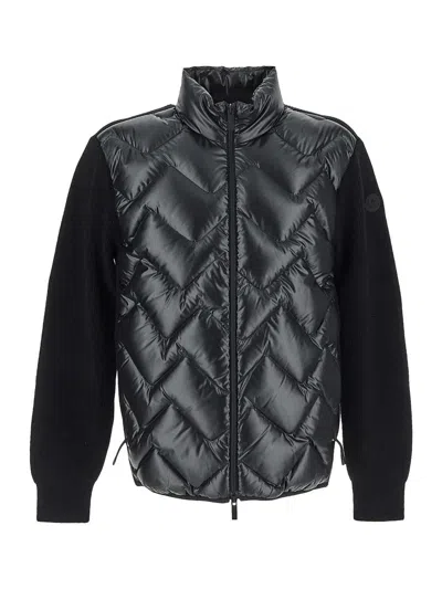 Moncler Padded Cardigann In Black