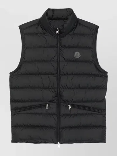 Moncler Padded Coat Stand Collar Front Pockets In Black