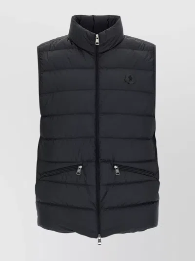 Moncler Padded Collar Zip Pockets Jacket In Blue