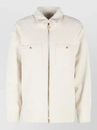 Moncler Padded Cotton Blend Shirt Jacket In Neutral