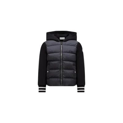 Moncler Kids' Padded Cotton Blend Zip-up Hoodie Black
