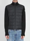 Moncler Cotton Cardigan Quilted Tricolor Collar In Black