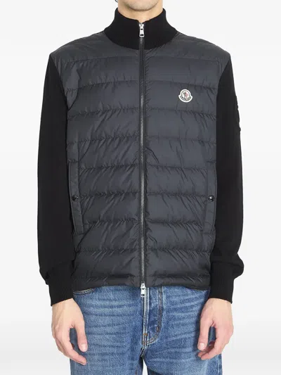Moncler Padded Cardigan With Zip In Black