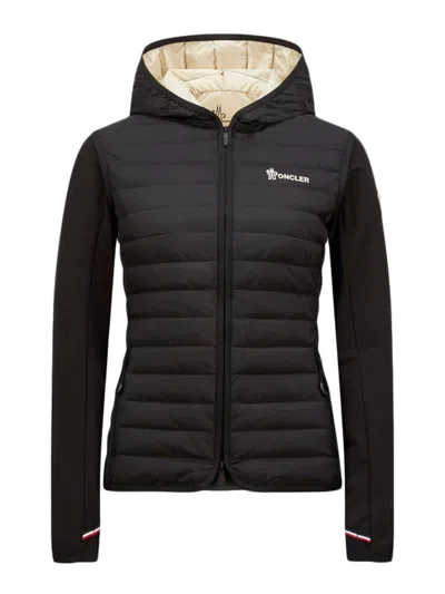 Moncler Padded Cotton Sweatshirt With Hood And Zip In Black