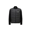 Moncler Wool And Padded Nylon Cardigan In Black