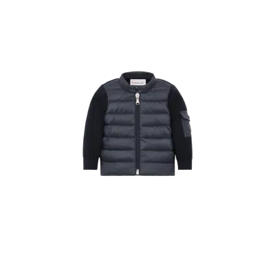 Moncler Cardigan Zippé Matelassé En Coton, Enfant, Bleu, Taille: 18/24 In Black