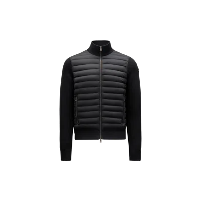 MONCLER PADDED CRÊPE COTTON ZIP-UP CARDIGAN, MEN, BLACK, SIZE: XXL