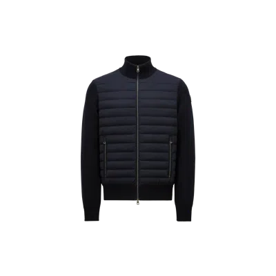 MONCLER PADDED CRÊPE COTTON ZIP-UP CARDIGAN, MEN, BLUE, SIZE: XL