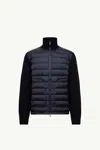 Moncler Padded Down Jacket In A Wool Blend In Blue