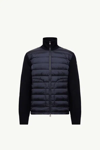 Moncler Padded Down Jacket In A Wool Blend In Blue