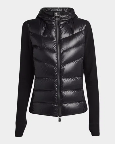 Moncler Grenoble Padded Fleece Hoodie With Zip And Hood In Black