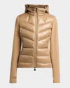 Moncler Padded Down Zip-up Hoodie Cardigan In Brown