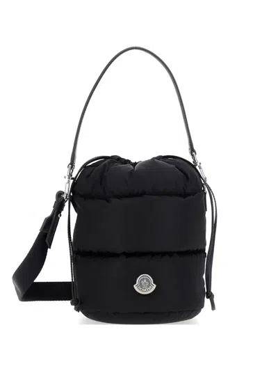 Moncler Padded Drawstring Shoulder Bag In Black