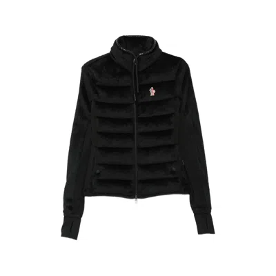 Moncler Padded Fleece Cardigan In Black
