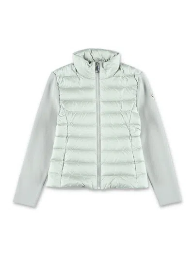 Moncler Padded Front Wool Cardigan For Kids In Green