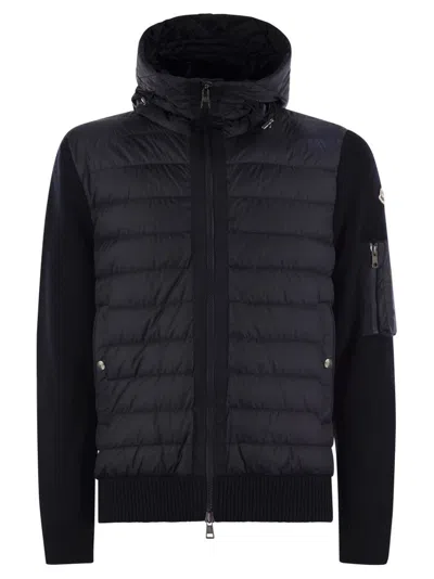 Moncler Padded Hooded Cardigan In Black