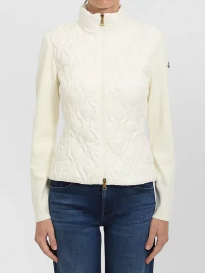 Moncler Padded Front Zip Knit Cardigan In White
