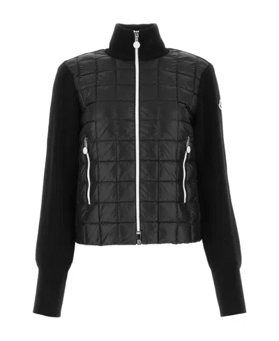 Moncler Padded-front Zip-up Cardigan In Black