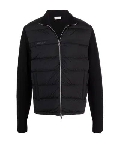 Moncler Padded-front Zipped Cardigan In Black