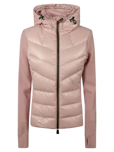 Moncler Padded Front Zipped Jacket In Pink