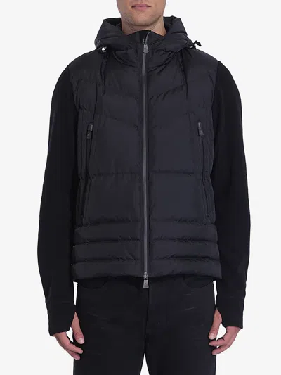 Moncler Padded Hooded Cardigan In Black