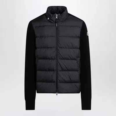 Moncler Wool Padded Cardigan With Zip In Black