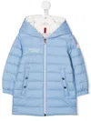 Moncler Padded Hooded Down Coat In Blue
