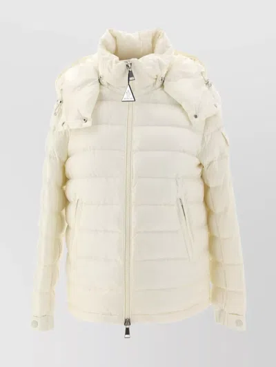 Moncler Padded Hooded Jacket Elasticated Cuffs In Neutral