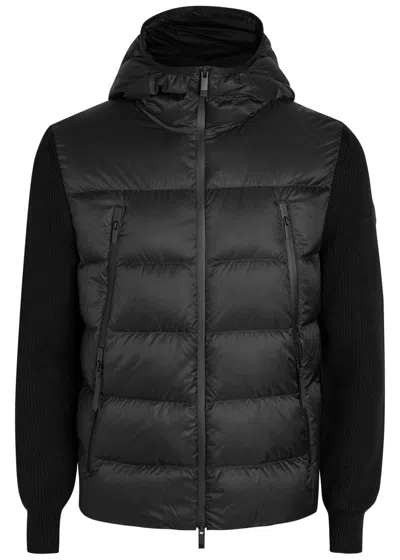 Moncler Padded Hooded Wool And Nylon Jacket In Black