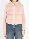 Moncler Padded Polartec Zip-up Hoodie In Pink