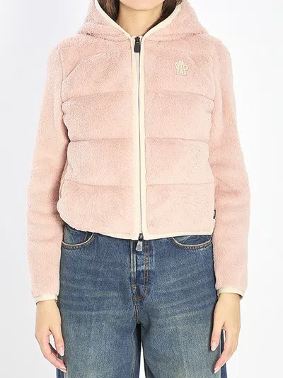 MONCLER PADDED HOODIE IN PINK