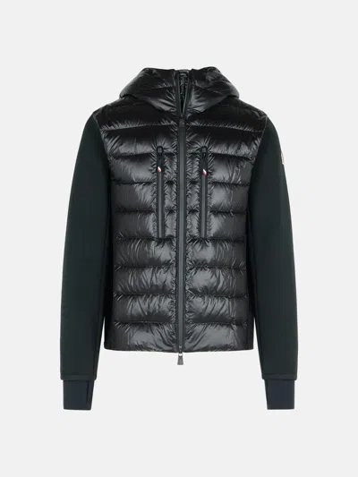 Moncler Padded Hoodie With Zip In Black Polyamide