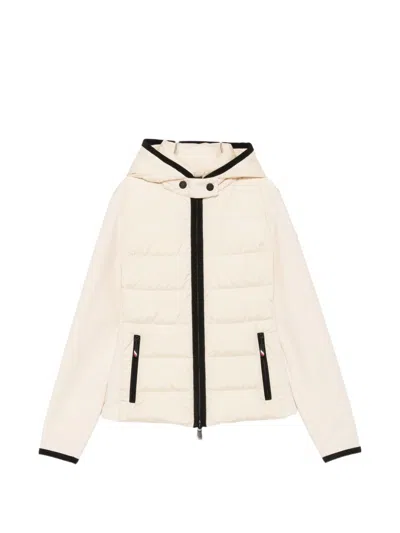 Moncler Padded Hoodie With Zip In Neutral