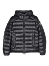 Moncler Short Quilted Down Jacket With Adjustable Elements In Azul