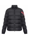 Moncler Navy Blue Solayan Short Down Jacket In Azul