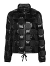 Moncler Ancy Lightweight Quilted Checkerboard Jacket In Negro