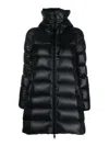 Moncler Blue Courcelles Midi Hooded Down Jacket In Black