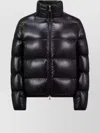 Moncler Padded Jacket With Elastic Cuffs And High Collar In Black