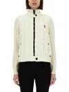 Moncler Grenoble Women Padded Jacket With Wool Sleeves In Ivory