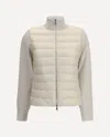 Moncler Nylon Down Jacket With Virgin Wool Inserts In Neutral