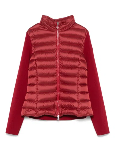 Moncler Padded Knit Jacket In Red