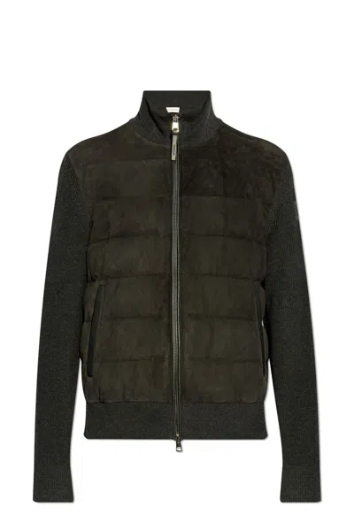 Moncler Panelled Cardigan In Black