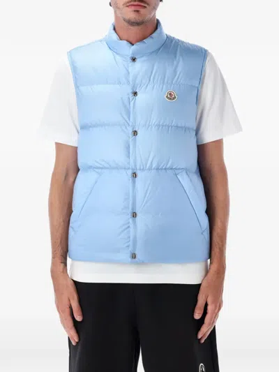 Moncler Padded Logo-patch Gilet In Blue