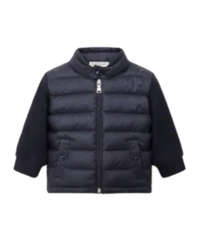 Moncler Padded Long-sleeved Down Jacket In Blue