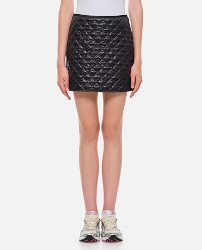 Moncler Quilted Black Skirt With Glossy Finish And Wrap Style